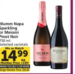 Albertsons Mumm Napa Sparkling or Meiomi Pinot Noir offer