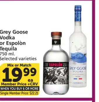 Albertsons Grey Goose Vodka or Espolon Tequila offer