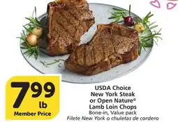 Albertsons USDA Choice New York Steak or Open Nature Lamb Loin Chops offer