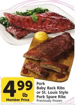 Albertsons Pork Baby Back Ribs or St. Louis Style Pork Spare Ribs offer