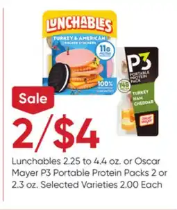 Stater Bros Lunchables 2.25 to 4.4 oz. or Oscar Mayer P3 Portable Protein Packs 2 or 2.3 oz offer
