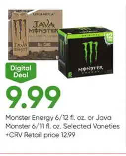 Stater Bros Monster Energy 6/12 fl. oz. or Java Monster 6/11 fl. oz offer