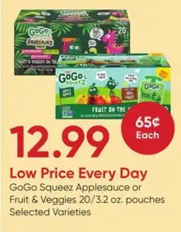 Stater Bros GoGo Squeez Applesauce or Fruit & Veggies offer