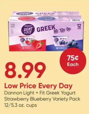 Stater Bros Dannon Light + Fit Greek Yogurt Strawberry Blueberry Variety Pack offer