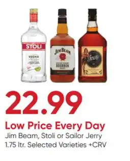 Stater Bros Jim Beam, Stoli or Sailor Jerry offer