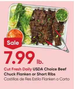 Stater Bros USDA Choice Beef Chuck Flanken or Short Ribs offer