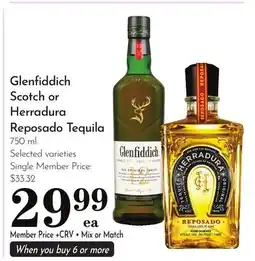 Pavilions Glenfiddich Scotch or Herradura Reposado Tequila offer