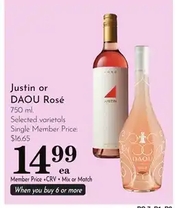 Pavilions Justin or DAOU Rosé offer