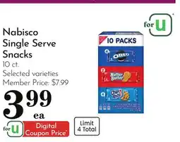 Pavilions Nabisco Single Serve Snacks offer