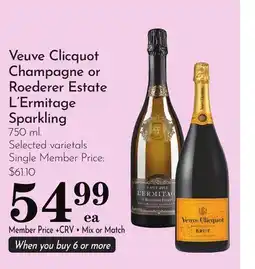 Pavilions Veuve Clicquot Champagne or Roederer Estate L'Ermitage Sparkling offer
