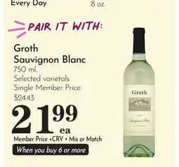 Pavilions Groth Sauvignon Blanc offer