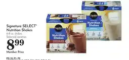 Pavilions Signature SELECT Nutrition Shakes offer