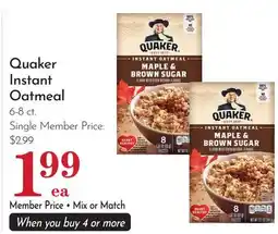 Pavilions Quaker Instant Oatmeal offer