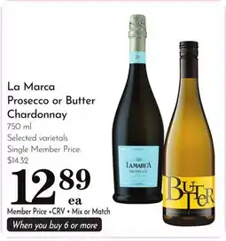 Pavilions La Marca Prosecco or Butter Chardonnay offer
