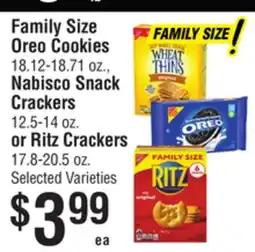 Smart & Final Family Size Oreo Cookies, Nabisco Snack Crackers or Ritz Crackers offer