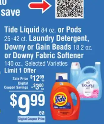 Smart & Final Tide Liquid or Pods Laundry Detergent, Downy or Gain Beads or Downy Fabric Softener offer