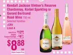 Smart & Final Kendall Jackson Vintner's Reserve Chardonnay, Korbel Sparkling or Gerard Bertrand Rosé Wine offer