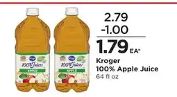 Food 4 Less Kroger 100% Apple Juice offer