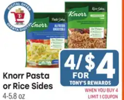 Tony’s Fresh Market Knorr Pasta or Rice Sides offer