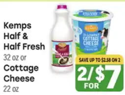 Tony’s Fresh Market Kemps Half & Half Fresh 32 oz or Cottage Cheese 22 oz offer