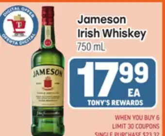 Tony’s Fresh Market Jameson Irish Whiskey offer