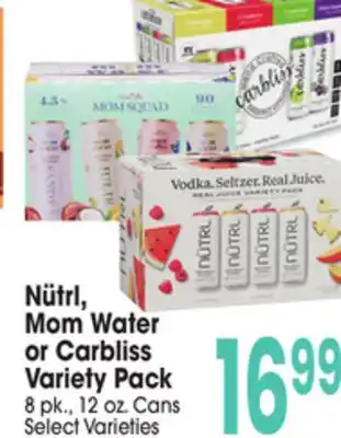 Jewel-Osco Nütrl, Mom Water or Carbliss Variety Pack offer