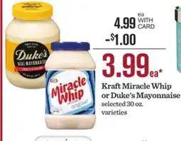 Mariano's Kraft Miracle Whip or Duke's Mayonnaise offer