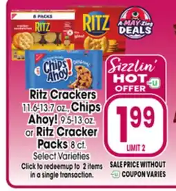 Jewel-Osco Ritz Cracker Packs 11.6-13.7 oz., Chips Ahoy! 9.5-13 oz. or Ritz Cracker Packs 8 ct offer