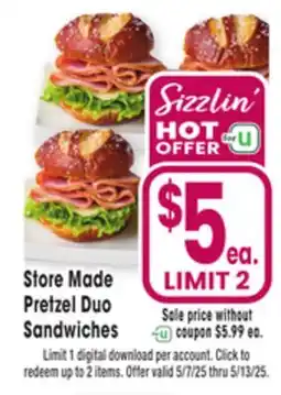 Jewel-Osco Store Made Pretzel Duo Sandwiches offer
