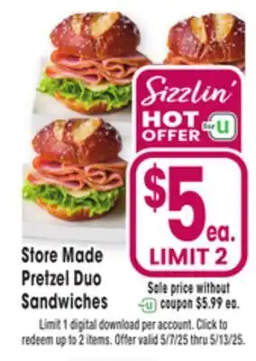 Jewel-Osco Store Made Pretzel Duo Sandwiches offer