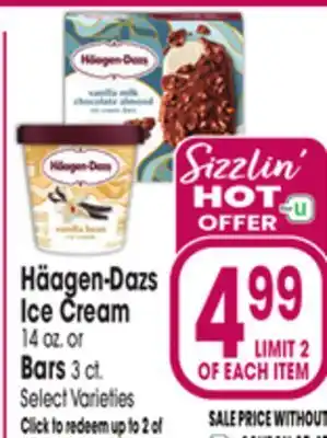 Jewel-Osco Häagen-Dazs Ice Cream 14 oz. or Bars 3 ct offer