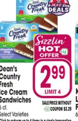 Jewel-Osco Dean's Country Fresh Ice Cream Sandwiches offer