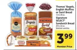 Safeway Thomas’ Bagels, English Muffins or Swirl Bread offer