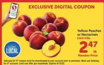 Safeway Yellow Peaches or Nectarines offer