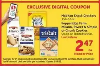 Safeway Nabisco Snack Crackers & Pepperidge Farm Cookies offer