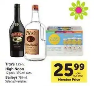 Safeway Tito's, High Noon, Baileys offer