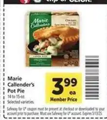 Safeway Marie Callender's Pot Pie offer