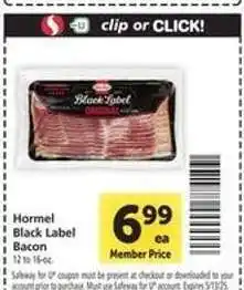 Safeway Hormel Black Label Bacon offer