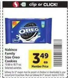 Safeway Nabisco Family Size Oreo Cookies offer