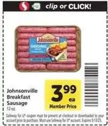 Safeway Johnsonville Breakfast Sausage offer