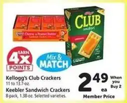 Safeway Kellogg's Club Crackers / Keebler Sandwich Crackers offer