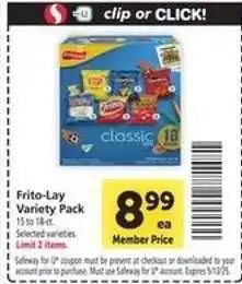 Safeway Frito Lay Variety Pack offer