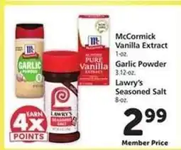 Safeway McCormick Vanilla Extract, Garlic Powder, Lawry's Seasoned Salt offer