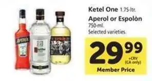 Safeway Ketel One, Aperol or Espolòn offer
