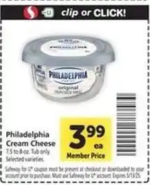 Safeway Philadelphia Cream Cheese offer