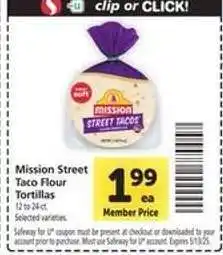 Safeway Mission Street Taco Flour Tortillas offer