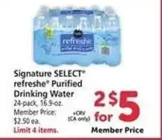 Safeway Signature Select Refreshe Purified Drinking Water offer