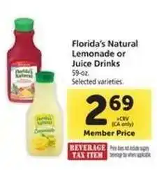 Safeway Florida's Natural Lemonade or Juice Drinks offer