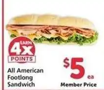 Safeway All American Footlong Sandwich offer