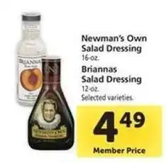 Safeway Newman's Own Salad Dressing & Briannas Salad Dressing offer